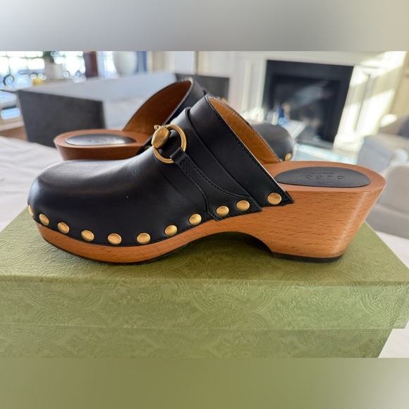 Gucci Women’s Black Leather Horsebit Clogs NIB - Picture 7 of 15